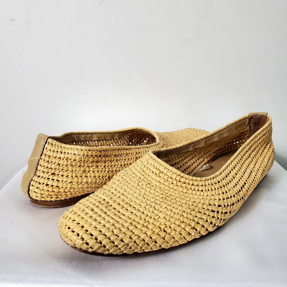 Zara Natural Colored Braided Hand Woven Flat Shoes - Picture 7 of 13
